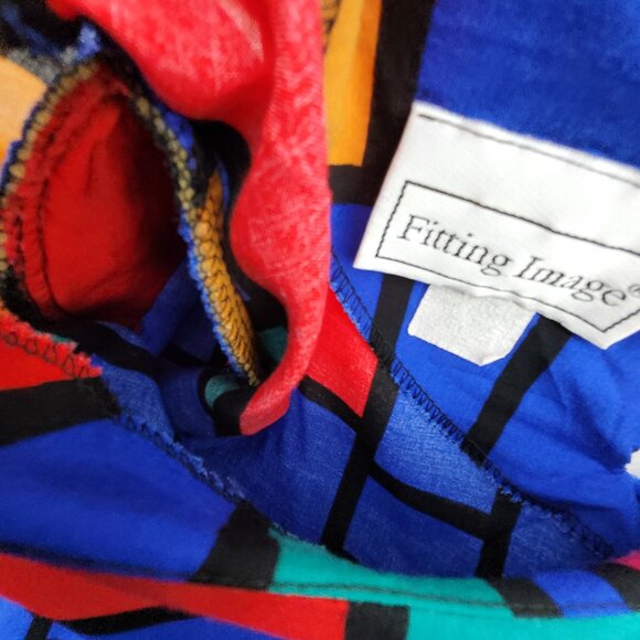 True Vintage 80s Fitting Image Shirt Womens Large XL Abstract Geometric Blouse - Picture 6 of 12